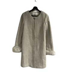 N.Natural Beauty Basic N.ナチュラルビューティーベーシック ノーカラーコート ミドル丈 フェイクファー M グレー ■GY61