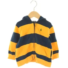 ポロ バイ ラルフローレン Polo by Ralph Lauren ベビー キッズ パーカー フーディー ボーダー 90 ネイビー イエロー /DF ■GY58