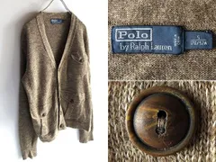 Polo by Ralph Lauren ラルフローレン 木製釦/ウッドボタン リネンコットンニット カーディガン S メランジベージュ