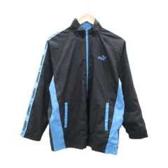 プーマ PUMA トラックジャケット 上着 ミドル丈 160 黒 ブラック 青 ブルー スタンドカラー /HO50 ■ECD001 男の子