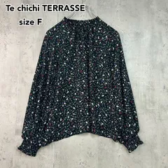 Te chichi TERRASSE テチチテラス ブラック 花柄 総柄 ブラウス シャツ プルオーバー ハイネック フリル 袖シャーリング シャーリング袖 ボリュームスリーブ ポリエステル TYT-1710555 Fサイズ ★ ■◇のサムネイル