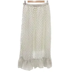 レイビームス Ray Beams スカート ホワイト ブラック 水玉模様 フリル裾 ロング丈 /ML ■GY06