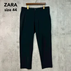 ZARA ザラ ブラック 黒 無地 ストレッチ スラックス テーパード パンツ トラウザー ボトムス チノパン オフィスカジュアル ビジカジ 仕事着 冠婚葬祭 フォーマル シンプル ベーシック 定番 モード 44サイズ ★ ■■