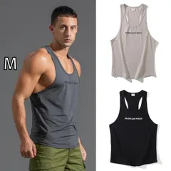 [M]メンズ ファッション 服 男性用 オシャレ シンプル 大人 かっこいい ストリート フィットネス タンクトップ サマー レター フィットネストレーニング キャミソール スポーツ ベスト タイト コットン シャツ 