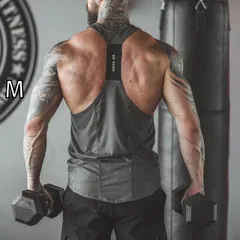[M ]メンズ ファッション 服 男性用 オシャレ シンプル 大人 かっこいい ストリート ベスト 夏 アメリカンマッスル フィットネス スリング ローカット ノースリーブ ストレッチ トレーニング 速乾 タンクトップ 