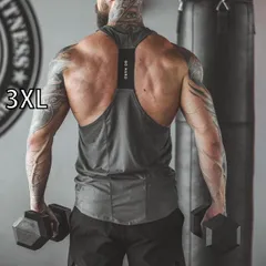 [3XL]メンズ ファッション 服 男性用 オシャレ シンプル 大人 かっこいい ストリート ベスト 夏 アメリカンマッスル フィットネス スリング ローカット ノースリーブ ストレッチ トレーニング 速乾 タンクトップ 