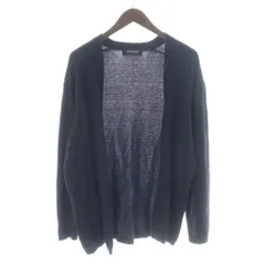 ナノユニバース nano universe ニット カーディガン 絹 シルク L 紺 ネイビー 無地 ノーカラー 長袖 /MW ■GY60