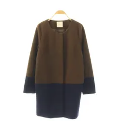 センスオブプレイス バイ アーバンリサーチ Sense of Place by Urban Research バイカラーコート ノーカラー アウター 36 ブラウン ネイビー /CX ■ECB001