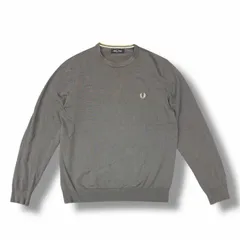 参考上代25300円 FRED PERRY Classic Crew Neck Jumper クルーネック セーター 刺繍ロゴ フレッドペリー K9601 グレー L （9790M）