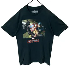 M キャプテンアメリカン マーベル キャラT キャラクター 映画 ヒーロー アメコミ ブラック 黒 Tシャツ レディース ユニセックス メンズ 古着 半袖 CHM