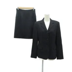 コムサデモード COMME CA DU MODE スーツ セットアップ 上下 テーラードジャケット ミドル丈 シングルボタン 総裏地 フレアスカート ひざ丈 M 黒 無地 /SY37 ■GY59