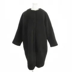 ナノユニバース nano universe ボアコート F 黒 ブラック ノーカラー ロング /MN8 ■ECC001