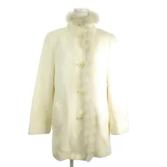 バンベール VINVERT コート アンゴラ 11AR 白 ホワイト 無地 フォックスファー スタンドカラー 長袖 /AO3 ■ECC001