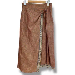 新品 未使用 タグ付き Ballsey ボールジィ ロンバスプリントラップスカート ラップ調 アシンメトリー フレアシルエット オメトリック柄 総柄  日本製 オレンジ系 サイズ36 レディース 春 ゴーゴー古着セントラルパーク名古屋店NO.1882