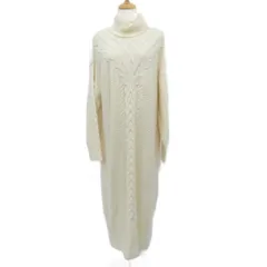 ロペピクニック ROPE Picnic ニットワンピース マキシ丈 ロング丈 38 アイボリー タートルネック 長袖 ケーブル編み /SM69 ■ECB001