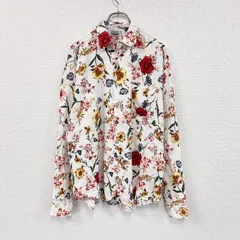 古着 used　CARDCHE　長袖総柄デザインシャツ　花柄　マルチカラー　白　ホワイト　Lサイズ【値引き交渉OK！】