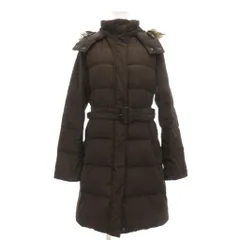 ユニクロ UNIQLO ダウンコート M 茶 ブラウン 長袖 ファー付きフード ベルト付き /ML ■GY59