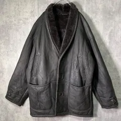 Real mouton coat charcoal black original shearling 極上 リアル ムートン コート 炭黒 本革