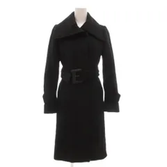 ピンキー&ダイアン ピンダイ PINKY&DIANNE ウールロングコート ビックカラー ベルト付 比翼 36 黒 ブラック /GV ■GY59