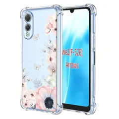 【新品】 Samyje 対応 Arrows We2 F-52E ケース 超柔らかい透明スリム TPU 携帯カバー アローズ We2 F-52E FCG02 保護ケース 可愛い 花柄 シリコンカバー 薄型 落下防止 耐衝撃 傷つけ防止 スマホケース - ピン 0