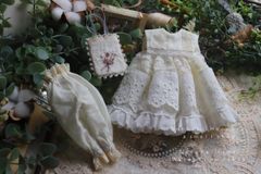 フランスアンティークコーネリー刺繍コットンモスリンカーテン※ベビー
