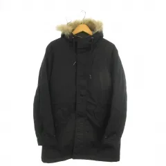 タケオキクチ TAKEO KIKUCHI モッズコート 中綿 4 黒 ブラック 長袖 フード付き ファー付き /AO25 ■GY59