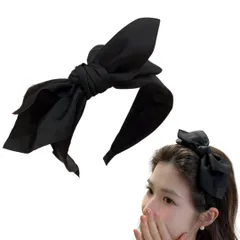 カチューシャ リボン ヘアバンド おしゃれ ヘアアクセ コーム レディース 編み込みヘアバンド しっかりとまる すべり止め ボブ ヘアアクセサリー ヘアアクセ かわいい 可愛い サテン 太め 髪飾り ヘアアレンジ (ブラック, [ブラック] [フリースタイル]