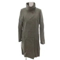 インディヴィ INDIVI 美品 コート ジャケット ウール 40 灰色 グレー スタンドカラー ロング丈 長袖 無地 127-99021 /HW ■GY58