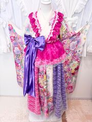 ピンク系着物蝶のレース☆薔薇の作り帯☆七五三フルセット ピンク系着物蝶のレース☆薔薇の作り帯☆七五三フルセット - メルカリ