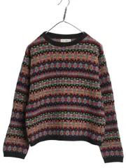 【お得なクーポン配布中!】 80s USA製 エルエルビーン コットン ニット セーター レディース M / ヴィンテージ 長袖ニット 総柄 クルーネック フェアアイル カラフル