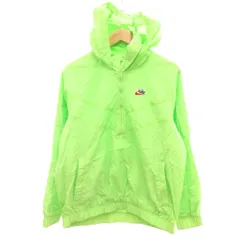 ナイキ NIKE アノラックパーカー ナイロン ロゴ 蛍光色 M 黄緑 グリーン /JS ■GY61