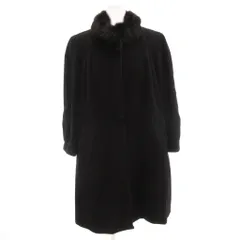 Luva ヴィンテージ ロングコート フォックスファー カシミヤ混 S 黒 ブラック /MG■GY58