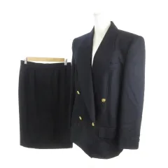 ダックス DAKS スーツ ジャケット スカート 7AR 63-90 紺 ネイビー 総裏地 ダブルブレスト 長袖 ピークドラペル /MN11 ■ECC001のサムネイル