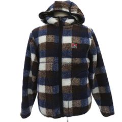 ベンデイビス BEN DAVIS フリースジャケット 上着 ミドル丈 M マルチカラー チェック柄 フード付き /SM99 ■ECB001