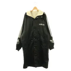 アディダス adidas ベンチコート ロング ジップアップ M-L ブラック /HK ■ECB001