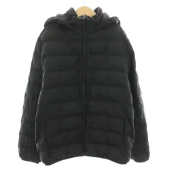 ユニクロ UNIQLO ライトウォームパデットパーカ 中綿ジャケット アウター フード 160 黒 ブラック 428808 /YT ■ECB001