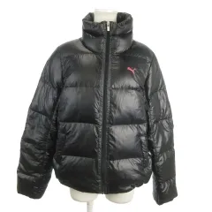 プーマ PUMA ダウンジャケット スポーツウエア L 黒 ブラック スタンドカラー ジップアップ ロゴ /MN8 ■ECD001
