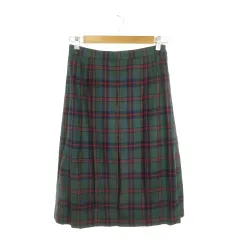 ダックス DAKS スカート 69-94 緑 グリーン チェック柄 プリーツ 膝丈 /AH44 ■ECD001