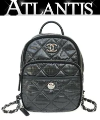 【広尾店】美品 シャネル CHANEL ココネージュ マトラッセ バックパック ナイロン グレーブラック グリッター SV金具 ランダムシリアル 【18139】
