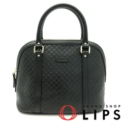 グッチ 2WAYハンドバッグ 449663 マイクログッチシマレザー レディース ショルダーバッグ ブラック  美品 【中古】