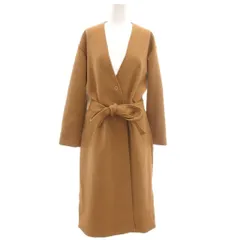 ユナイテッドアローズ UNITED ARROWS ノーカラーコート 上着 38 ベージュ系 Vネック ウエストベルト 長袖 /SC ■GY60