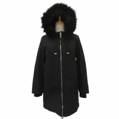 ザラ ベーシック ZARA BASIC 中綿コート ロング丈 XS 黒 ブラック ファー付きフード ダブルジップアップ /HO64 ■GY59のサムネイル