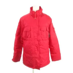 トミーヒルフィガー TOMMY HILFIGER Tommy Jeans 中綿ジャケット 裏フリース生地 L 赤 レッド 無地 スタンドカラー 長袖 /AH36 ■ECC001