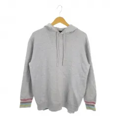 ピーエスポールスミス PS Paul Smith ニット セーター ウール L 紫 パープル 長袖 フード付き 袖口ストライプ柄 /MN27 ■ECD001