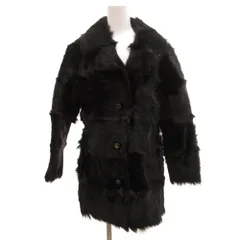 ムーンバットファー MOON BAT FUR ラビットファーコート ミドル丈 毛皮 黒 ブラック /JS ■GY61