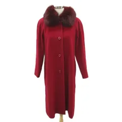 パラフレーズ PARAPHRASE ステンカラーコート ロング丈 アンゴラ ウール混 9AR 赤 ファー /SY63 ■GY59