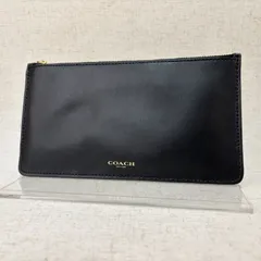 COACH　コーチ　ポーチ　レザー　ブラック　ゴールド金具　小物入れ