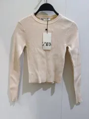 ZARA クリーム ゴージ クロップド ニット S 未使用 新品 / 完売商品 スリムフィット