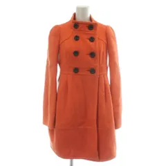 バーバリーブルーレーベル BURBERRY BLUE LABEL スタンドカラーコート アウター ウール ダブル ミドル 裏地チェック柄 36 S オレンジ /XZ