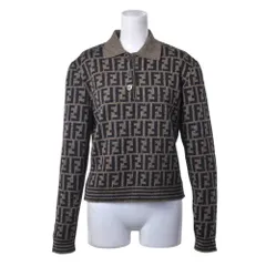 FENDI ヴィンテージ ズッカ柄 ウール ニット ポロシャツ